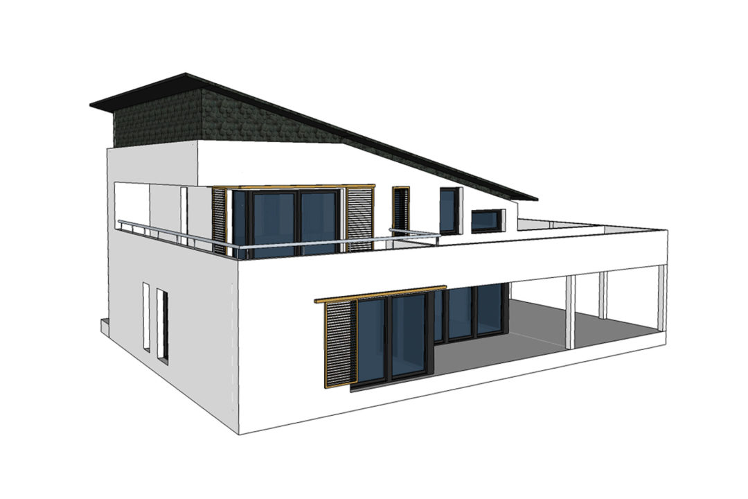 3D-Ansicht eines Einfamilienhauses in Hochstätten