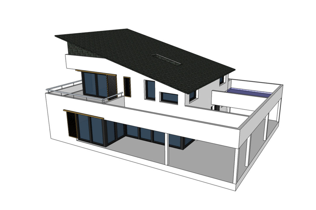 3D-Ansicht eines Einfamilienhauses in Hochstätten