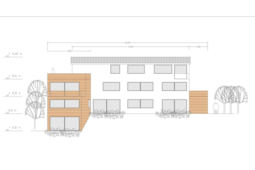 Entwurf für ein Mehrfamilienhaus in Ziegelberg